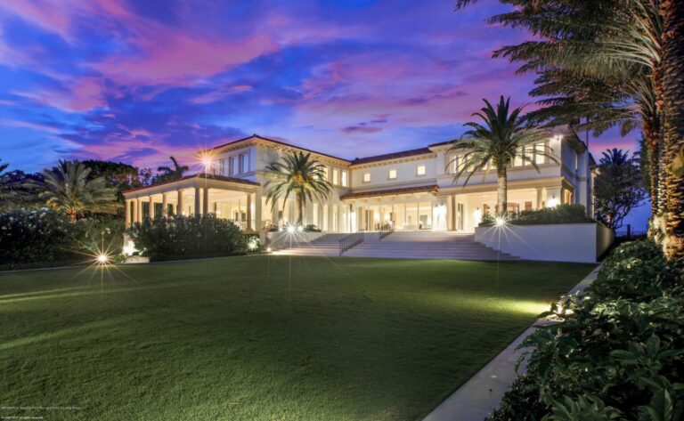 Ocean to Lake Estate with Private Tennis Court, Pool, and 200′ Dock on Palm Beach Island, Florida