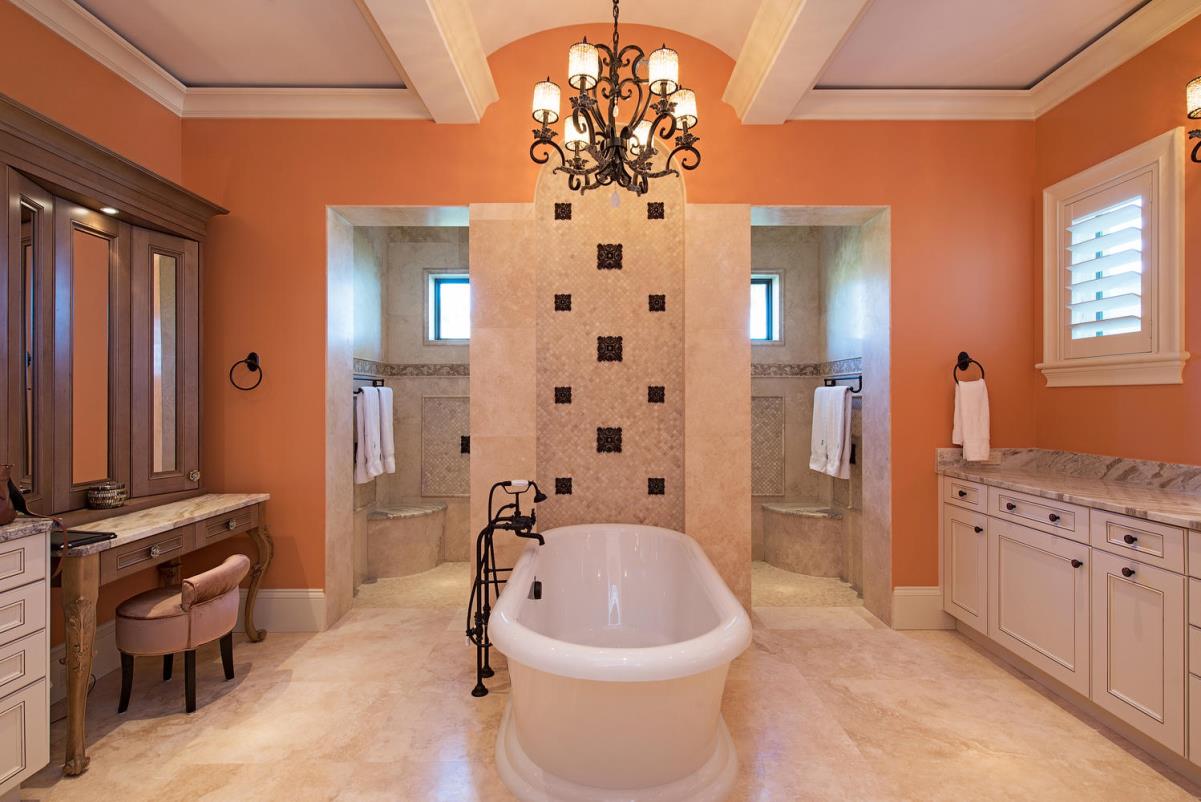 Nothing brings a classic beauty to Pink And Gray Bathroom Ideas faster and easier than using warm coral pink for a gray bathroom. Coral pink combined with the clay gray tones of floating cabinets and marble floor tiles has brought a perfect whole for the classic, luxurious bathroom style. It's really impossible to take your eyes off such a masterpiece!
