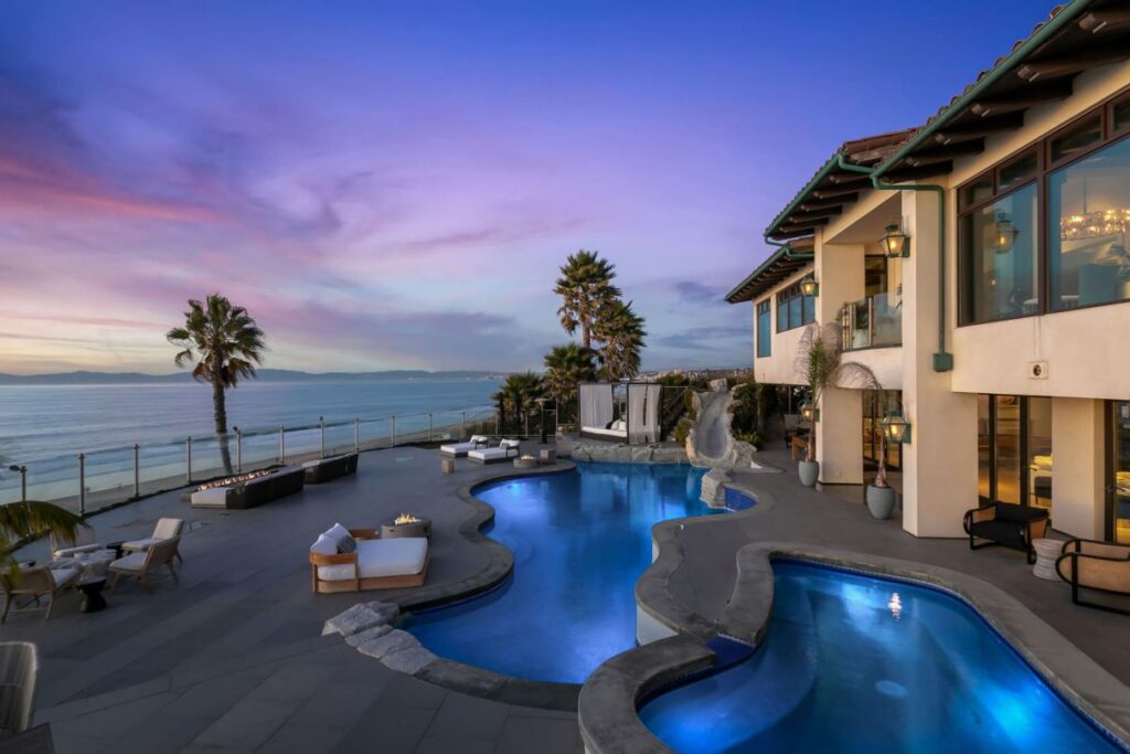 The California Mansion is a massive oceanfront property with expansive panoramic ocean views from every vantage point now available for sale. This mansion located at 417 Paseo De La Playa, Redondo Beach, California; offering 10 bedrooms and 15 bathrooms with over 15,700 square feet of living spaces.