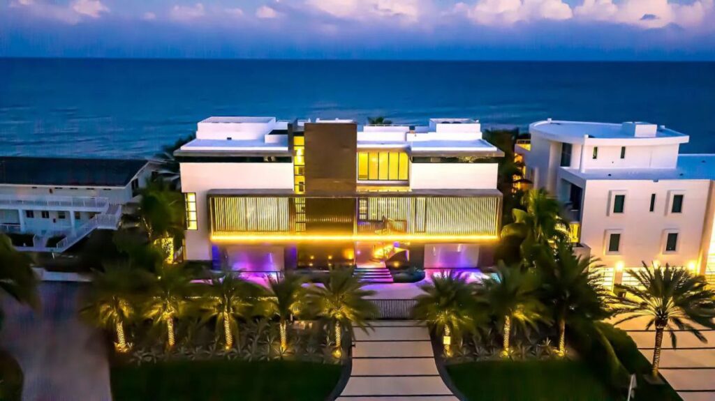 The Florida Mansion is a luxurious estate was masterfully crafted to the very highest standards now available for sale. This home located at 3715 S Ocean Blvd, Highland Beach, Florida; offering 7 bedrooms and 9 bathrooms with over 11,000 square feet of living spaces.