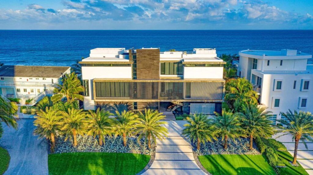 The Florida Mansion is a luxurious estate was masterfully crafted to the very highest standards now available for sale. This home located at 3715 S Ocean Blvd, Highland Beach, Florida; offering 7 bedrooms and 9 bathrooms with over 11,000 square feet of living spaces.