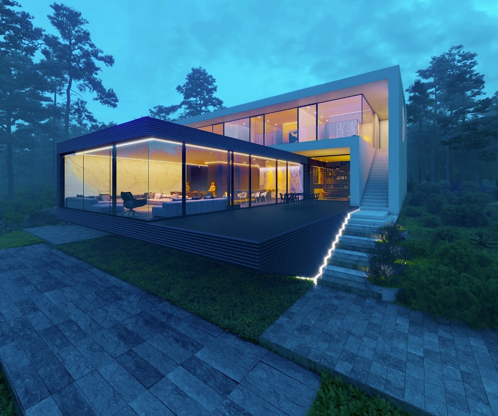 Design Concept of House in Forest is a project located in Ukraine was designed in concept stage by Alexander Zhidkov Architect in Modern style; it offers luxurious modern living in forest. This home located on beautiful lot with amazing views and wonderful outdoor living spaces.