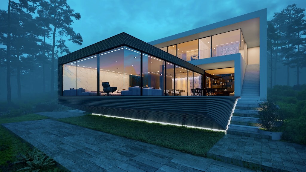 Design Concept of House in Forest is a project located in Ukraine was designed in concept stage by Alexander Zhidkov Architect in Modern style; it offers luxurious modern living in forest. This home located on beautiful lot with amazing views and wonderful outdoor living spaces.