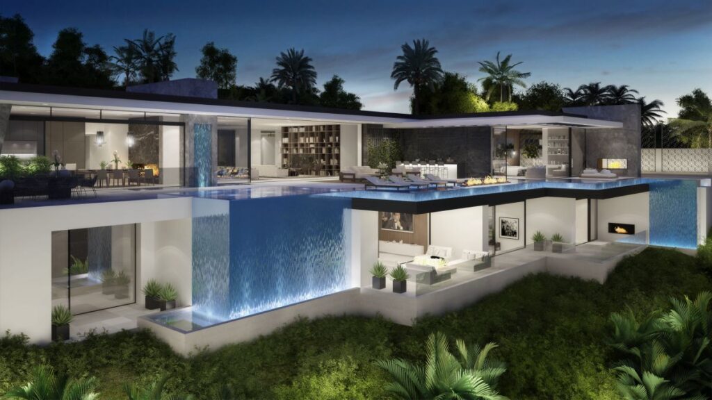 Design Concept of Wallace Mansion is a project located in Beverly Hills, Los Angeles, designed in concept stage by CLR Design Group in Modern style; it offers luxurious modern living with 6 bedrooms and 9 bathrooms of 12,000 square feet.