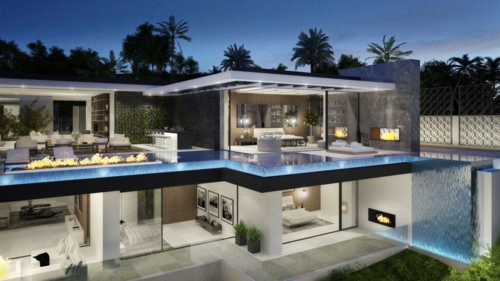 Design Concept of Wallace Mansion is a project located in Beverly Hills, Los Angeles, designed in concept stage by CLR Design Group in Modern style; it offers luxurious modern living with 6 bedrooms and 9 bathrooms of 12,000 square feet.