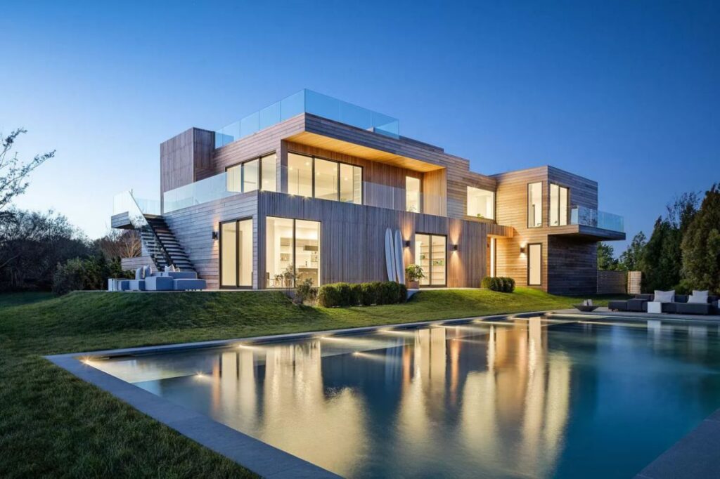 The House in New York is a luxurious new modern designed by renowned West Chin Architects provides every amenity for luxurious living now available for sale. This home located at 31 Startop Dr, Montauk, New York; offering 4 bedrooms and 7 bathrooms with over 5,000 square feet of living spaces.