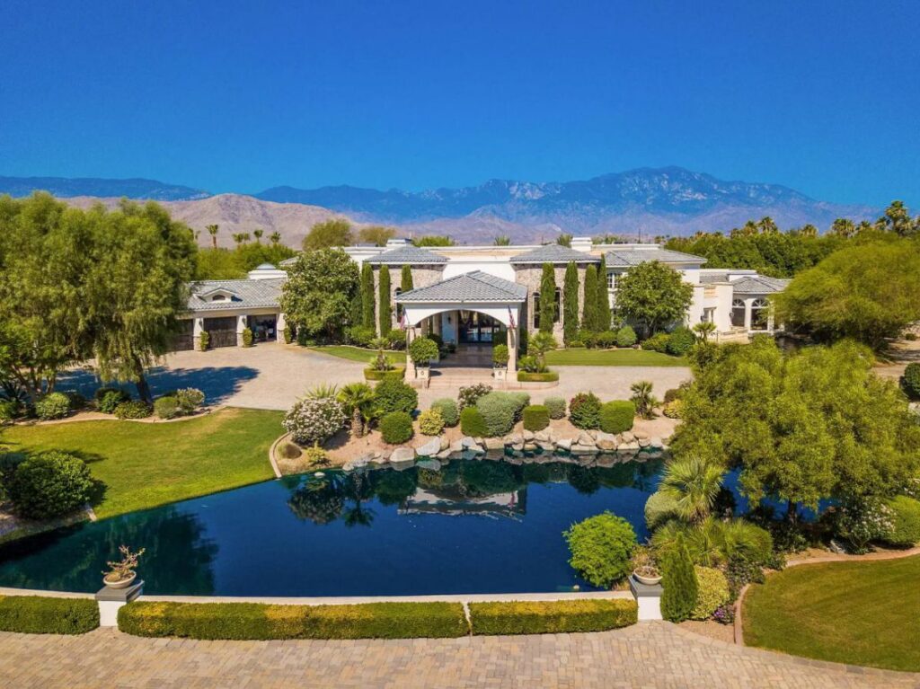 The Rancho Mirage Home is a true family sanctuary with spectacular views of mountains, lake, gardens now available for sale. This home located at 1 St Petersburg Ct, Rancho Mirage, California; offering 7 bedrooms and 9 bathrooms with over 17,800 square feet of living spaces.