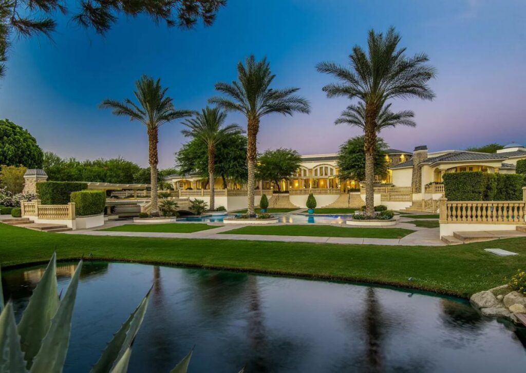 The Rancho Mirage Home is a true family sanctuary with spectacular views of mountains, lake, gardens now available for sale. This home located at 1 St Petersburg Ct, Rancho Mirage, California; offering 7 bedrooms and 9 bathrooms with over 17,800 square feet of living spaces.