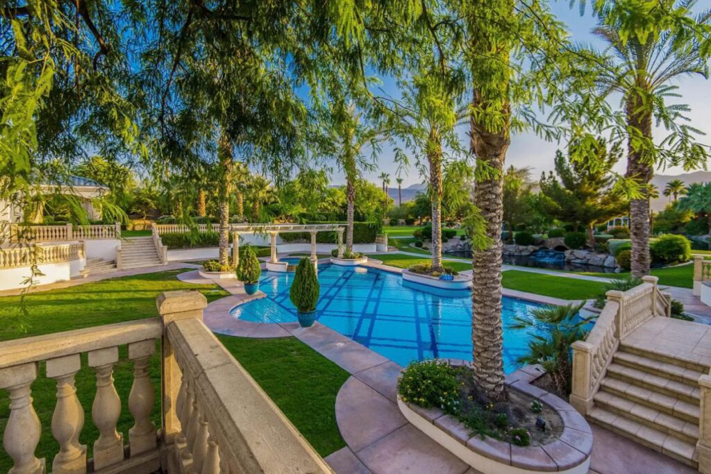 The Rancho Mirage Home is a true family sanctuary with spectacular views of mountains, lake, gardens now available for sale. This home located at 1 St Petersburg Ct, Rancho Mirage, California; offering 7 bedrooms and 9 bathrooms with over 17,800 square feet of living spaces.