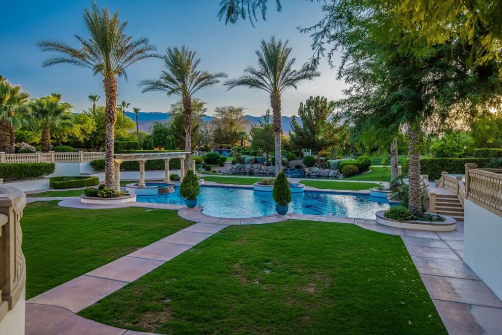 The Rancho Mirage Home is a true family sanctuary with spectacular views of mountains, lake, gardens now available for sale. This home located at 1 St Petersburg Ct, Rancho Mirage, California; offering 7 bedrooms and 9 bathrooms with over 17,800 square feet of living spaces.