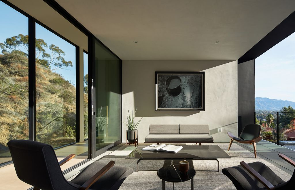 The California Modern House named "LR2 House"  in Pasadena, Los Angeles, California was designed by Montalba Architects in Modern style; this house offers luxurious living with high end finishes and smart amenities.