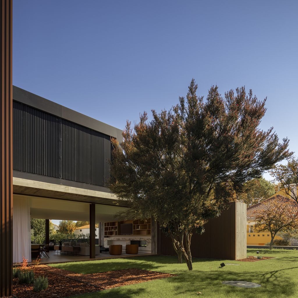 Masterful RCR House in Portugal was designed by Visioarq Arquitectos in contemporary style with concept of balance and contemplation; The spaces developed to create constant and distinct relationships between interior and exterior, with light entering where they merge.