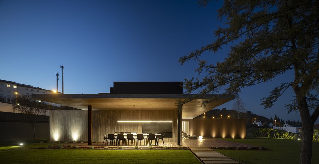 Masterful RCR House in Portugal was designed by Visioarq Arquitectos in contemporary style with concept of balance and contemplation; The spaces developed to create constant and distinct relationships between interior and exterior, with light entering where they merge.