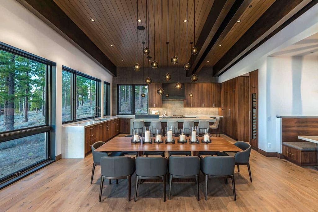 The Mountain Home on Martis Camp Lot 531 is sleek, solid and attractive 5-bedroom retreat was designed by Kelly and Stone Architects. This home located on beautiful lot with amazing views north into the Martis Valley and wonderful outdoor living spaces