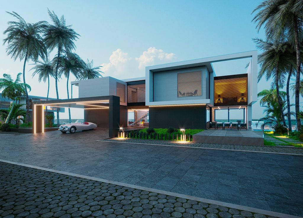 Design Concept of dreamy Ocean House is a project located in Ukraine was designed in concept stage by Alexander Zhidkov Architect in contemporary style; it offers luxurious modern living in the beach.