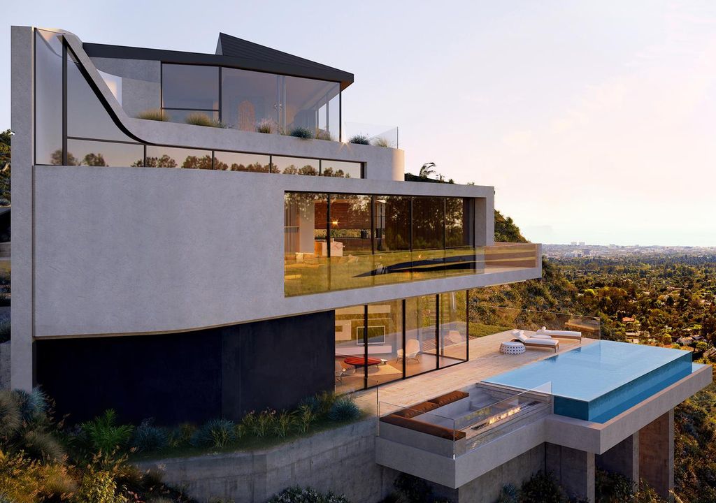 Concept Design of A World-class Architectural Estate is a project located located at the top of the Hollywood Hills, Los Angeles was designed in concept stage by Vantage Design Group; it offers stunning views from Downtown to the Pacific Ocean from almost every room.