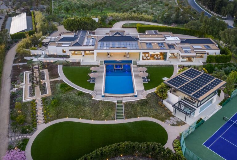 This $11,975,000 Exquisite Modern Home in Rancho Santa Fe features Resort Style Gardens
