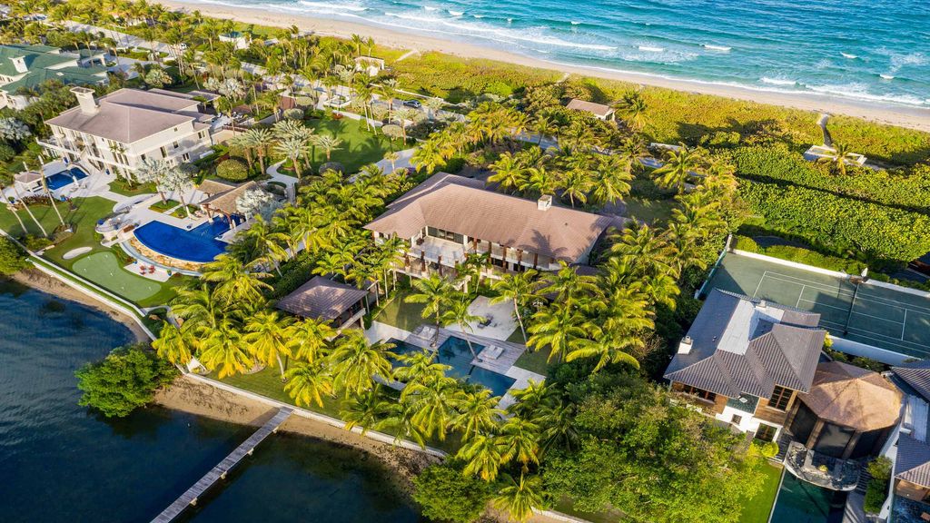 The Florida Mansion is an ocean to intracoastal compound is situated on 1.9 acres boasting 160 feet of direct oceanfrontage now available for sale. This home located at 1780 S Ocean Blvd, Lantana, Florida; offering 5 bedrooms and 10 bathrooms with over 11,000 square feet of living spaces.