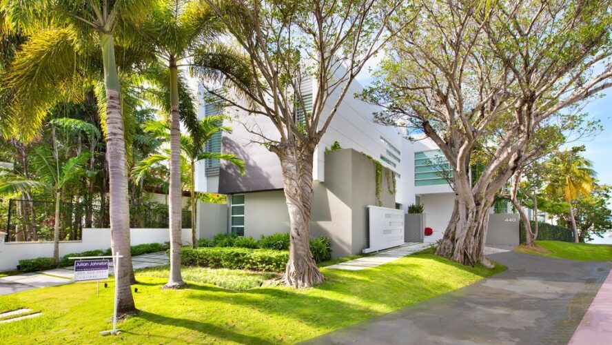 Tri level Sleek Estate with unobstructed view to Biscayne Bay in Florida