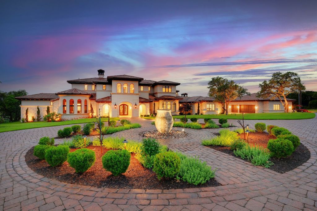 The Texas Waterfront Mansion is a spectacular residence marries quintessential Tuscany with iconic Hill Country flair now available for sale. This home located at 15201 Fm 2769, Volente, Texas