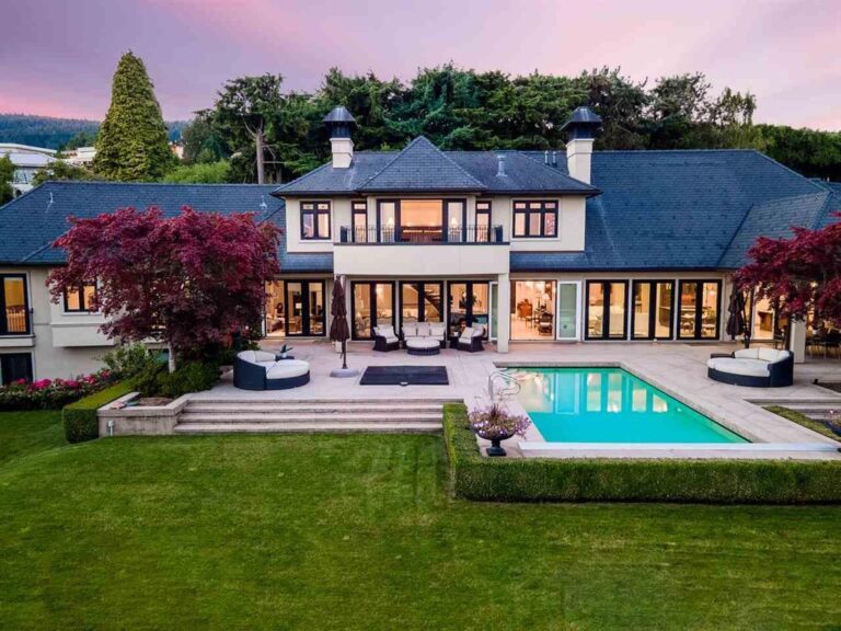 French Country Modern Villa in West Vancouver with Panoramic City & Ocean Views Sale at C$16,780,000