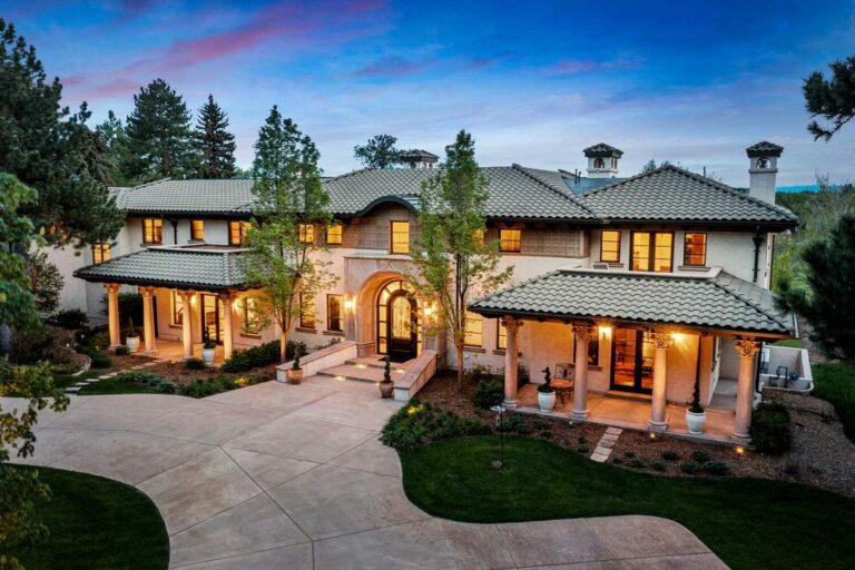 Experience European Elegance with Panoramic Golf Course Views in this Colorado Custom Home
