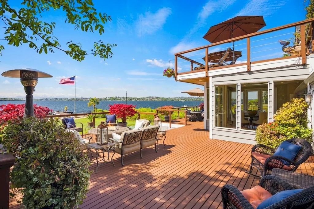 The Waterfront Home in Washington offers shimmering views of the water, city & mountains now available for sale. This home is located at 3261 Evergreen Point Rd, Medina, Washington