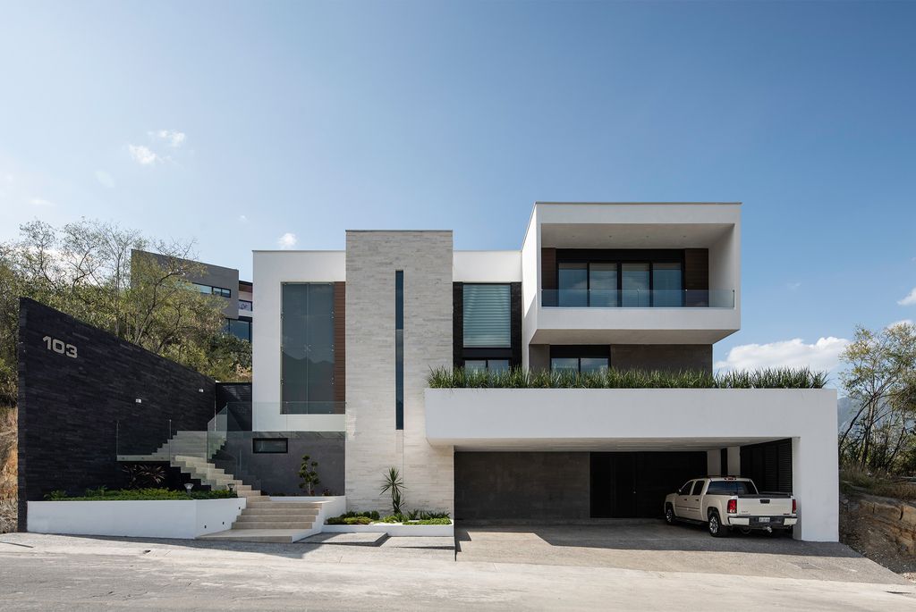 GS House, a Contemporary White Three-story House by Nova Arquitectura