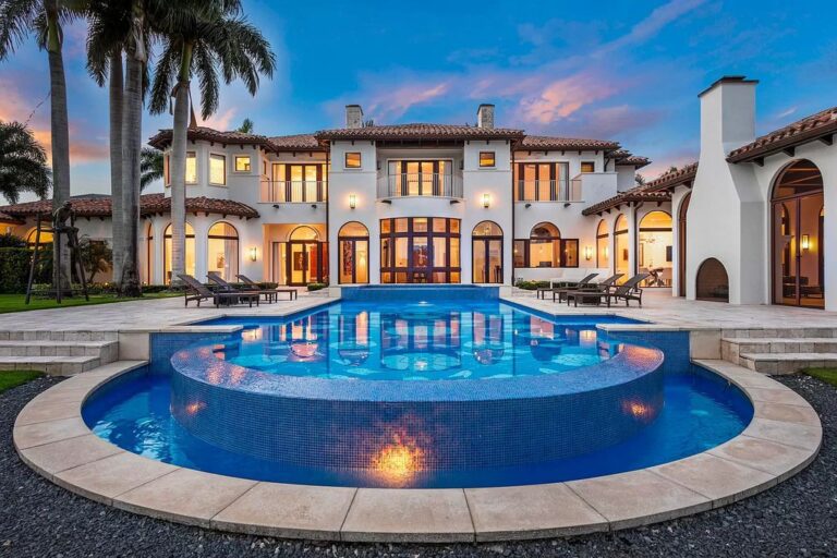 This Mediterranean Mansion in Boca Raton features Magnificent Waterfront Vistas