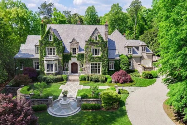 Exquisite English Manor Estate on Three Private Acres with Luxury Amenities and Stunning Grounds in Georgia Asks $6,995,000