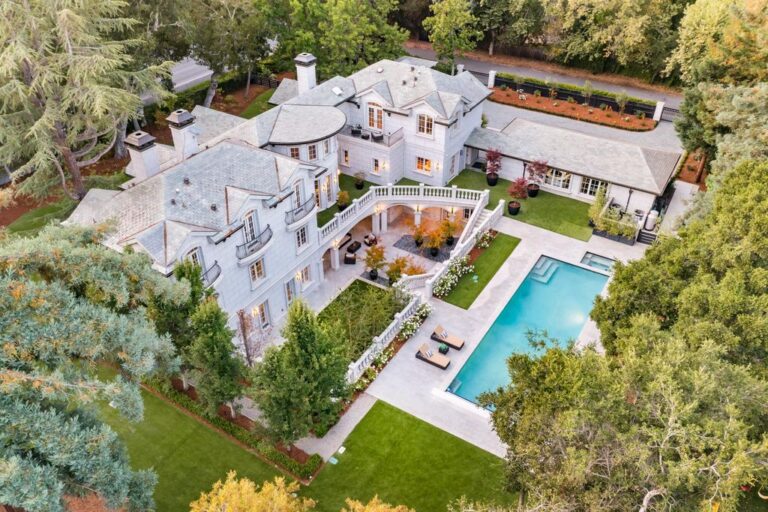 This European Villa in Atherton has A Magnificent Garden Setting with Luxurious Amenities