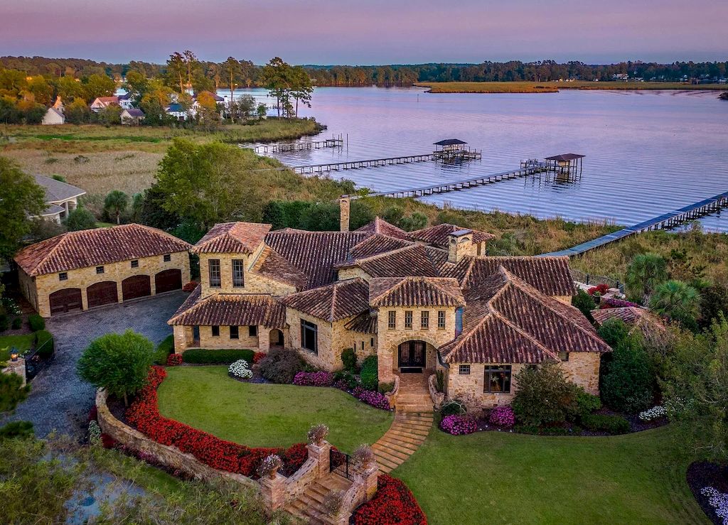 This $4,000,000 Custom Designed Tuscan Estate in North Carolina Offers Impeccable Landscaping and  Incredible Architecture and Design