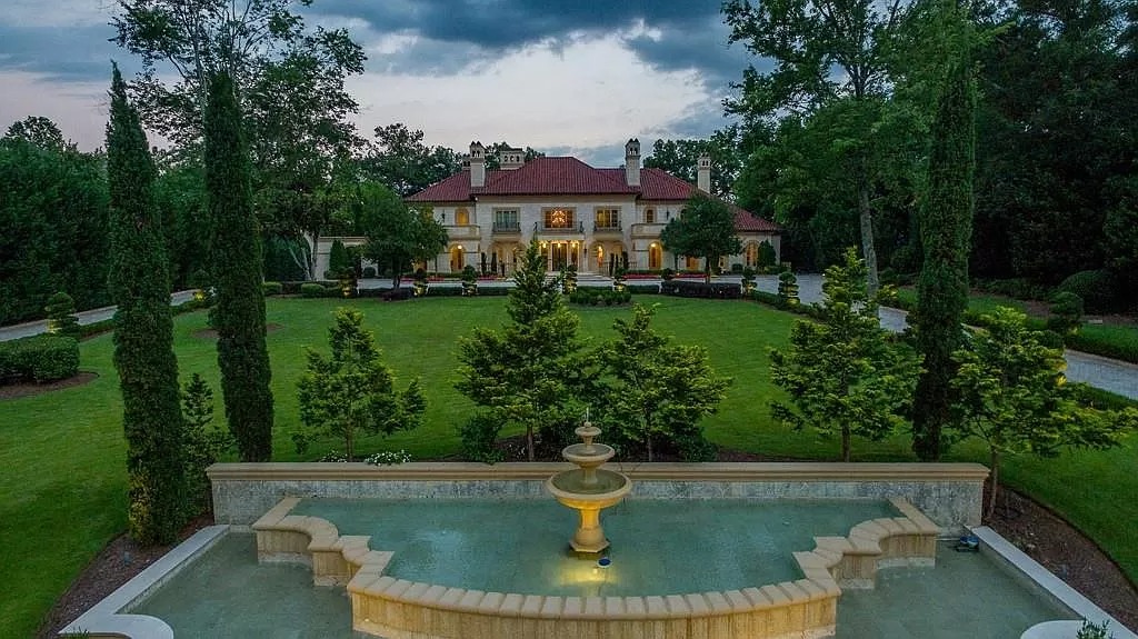 This $9,800,000 Mediterranean Masterpiece in Georgia Features Moroccan Hardwoods, Italian Tile, Ornate Floors and Ceilings