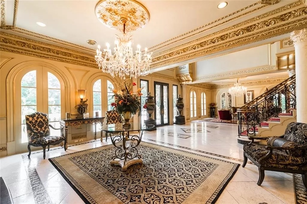 This $9,800,000 Mediterranean Masterpiece in Georgia Features Moroccan Hardwoods, Italian Tile, Ornate Floors and Ceilings