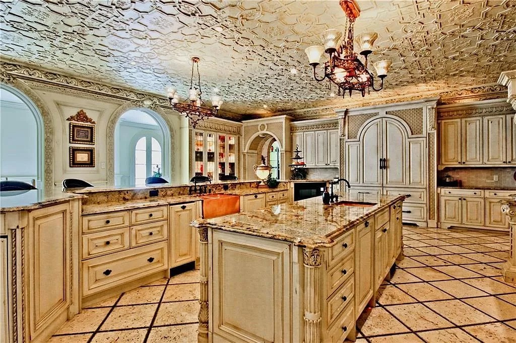 This $9,800,000 Mediterranean Masterpiece in Georgia Features Moroccan Hardwoods, Italian Tile, Ornate Floors and Ceilings