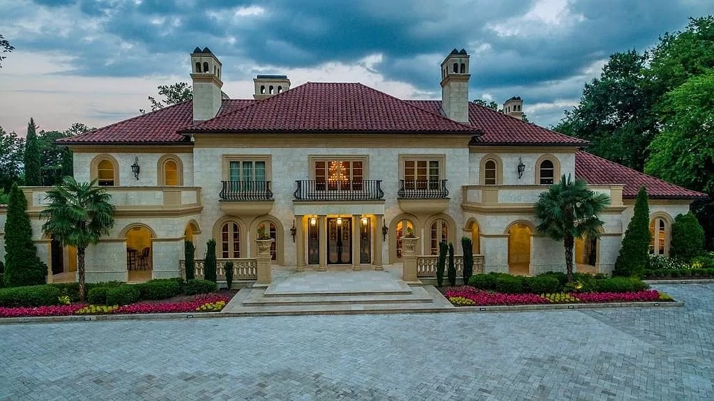 This $9,800,000 Mediterranean Masterpiece in Georgia Features Moroccan Hardwoods, Italian Tile, Ornate Floors and Ceilings