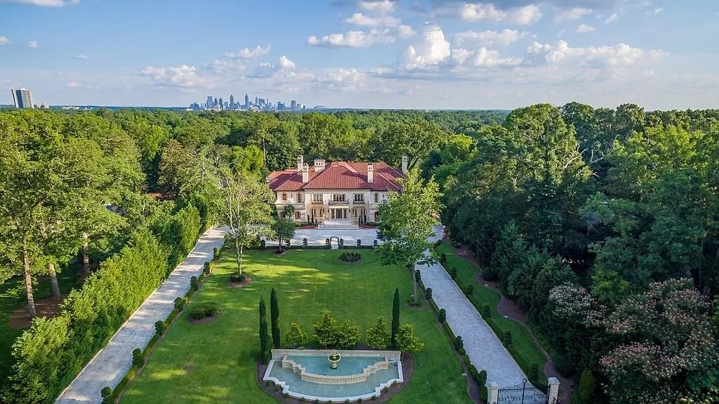 This $9,800,000 Mediterranean Masterpiece in Georgia Features Moroccan Hardwoods, Italian Tile, Ornate Floors and Ceilings