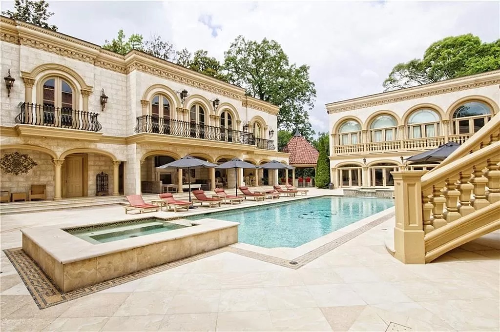 This $9,800,000 Mediterranean Masterpiece in Georgia Features Moroccan Hardwoods, Italian Tile, Ornate Floors and Ceilings