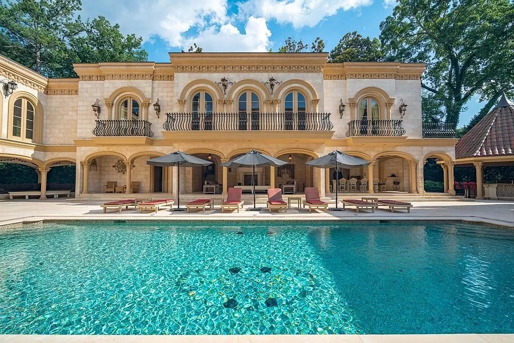 This $9,800,000 Mediterranean Masterpiece in Georgia Features Moroccan Hardwoods, Italian Tile, Ornate Floors and Ceilings