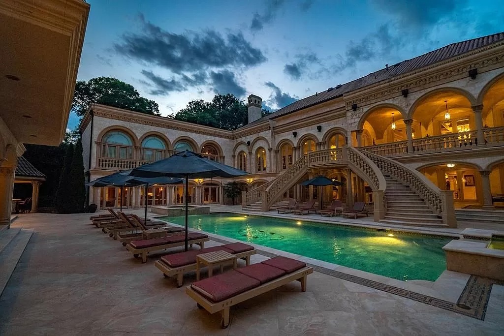 This $9,800,000 Mediterranean Masterpiece in Georgia Features Moroccan Hardwoods, Italian Tile, Ornate Floors and Ceilings