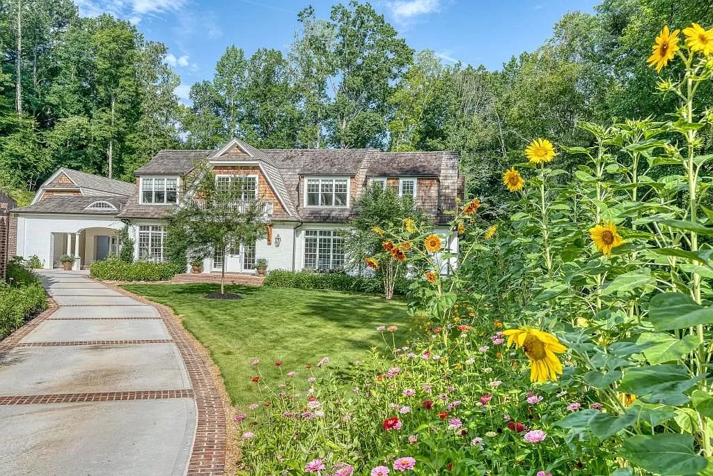 This $3,800,000 New England Coastal Style Home in Georgia Shows off Beautiful Gardens and Interior Allurement