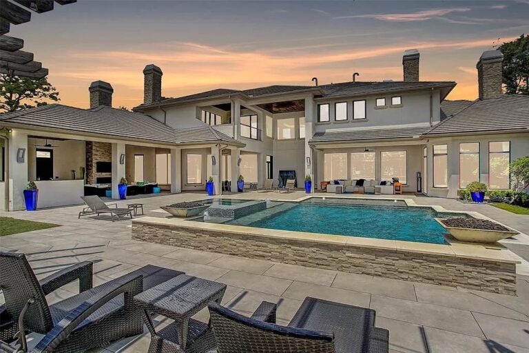 Stunning Custom Home in Houston with A Backyard Paradise for Sale at $6,500,000