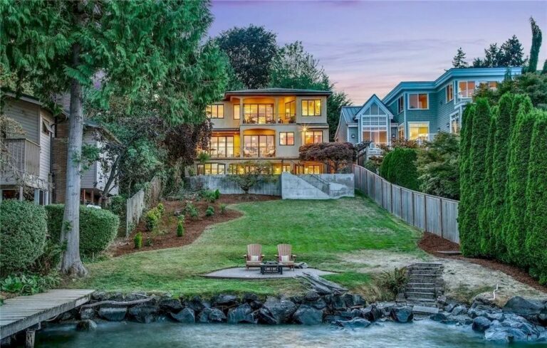 Stunning Mediterranean Waterfront Villa in Washington with Modern Sensibility Sales at $4,199,900