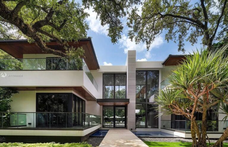 This $13,900,000 Miami Home nested within Mature Oaks and Lush Landscaping