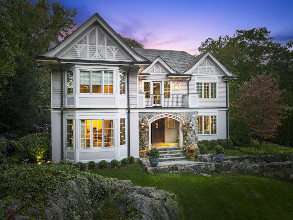 Chic Modern Interior Blends with Contemporary Elegance and Traditional Warmth in this $4,995,000 Stunning Sun-filled Home in Connecticut