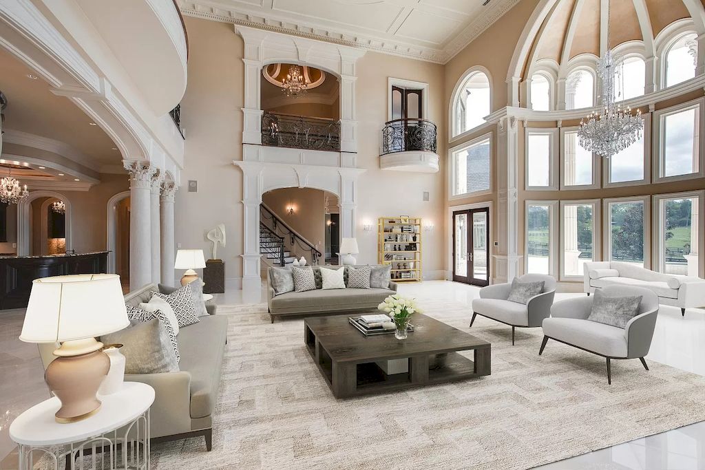 The Tennessee Home is a luxurious home with 30 ft ceilings, dual hand crafted iron staircases & over 100 chandeliers now available for sale. This home located at 2423 Hidden River Ln, Franklin, Tennessee; offering 06 bedrooms and 13 bathrooms with 22,743 square feet of living spaces.