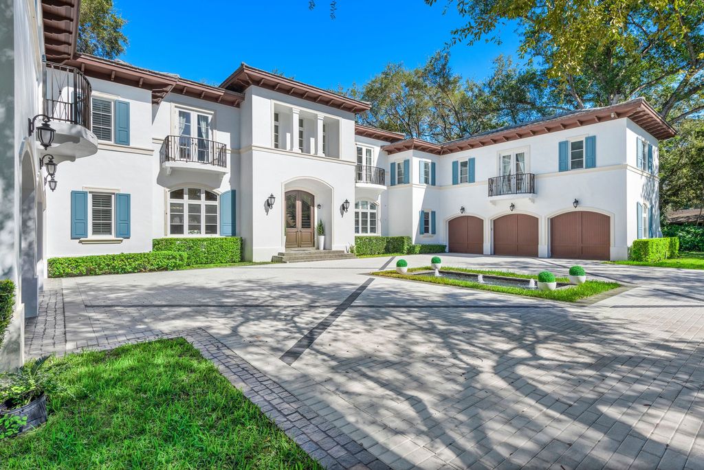 The Villa in Miami is a Palatial Neoclassical Estate on 1.2 park-like acres in guard-gated Snapper Creek Lakes now available for sale. This home located at 5225 Fairchild Way, Miami, Florida