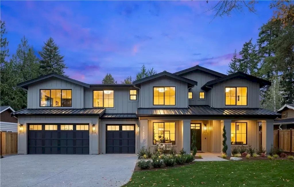 The Stunning Modern Farmhouse in Washington is a luxurious home now available for sale. This home located at 11451 109th Ave NE, Kirkland, Washington