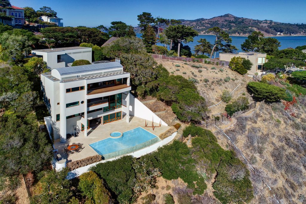 The World Class California Villa is a prestigious waterfront estate showcases panoramic views of San Francisco Bay, Golden Gate Bridge now available for sale. This home located at 445 Belvedere Ave, Belvedere Tiburon, California