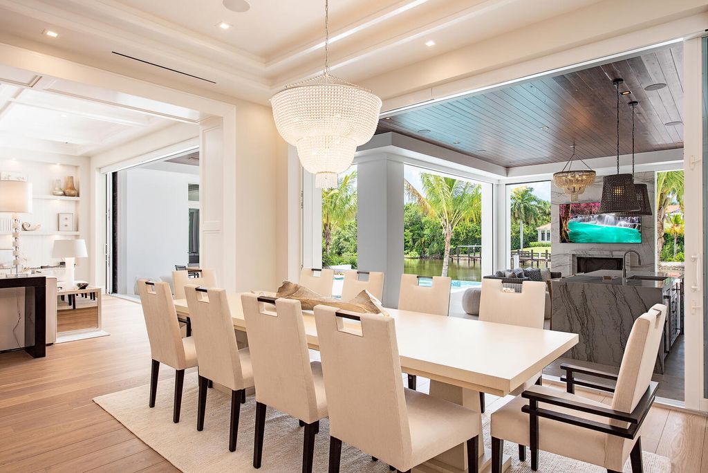 The Home in Naples was recently completed, fully furnished, and perfectly positioned on Old Harbour channel now available for sale. This house located at 3300 Fort Charles Dr, Naples, Florida